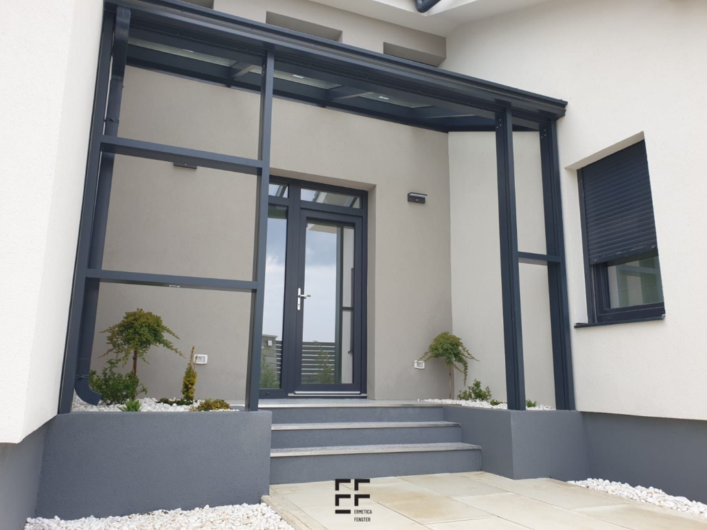 Ermetica Fenster Terasă cu Acoperiș din sticlă și aluminiu2